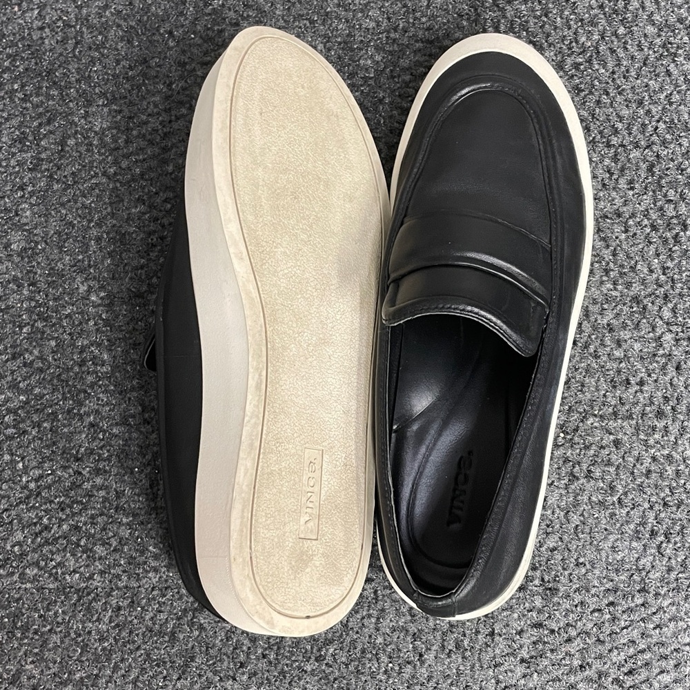 Vince Ghita Women's Size 10M Black Leather Slip-On Comfort Shoes Platform Comfy - Picture 6 of 6